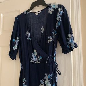 Blue floral dress midi